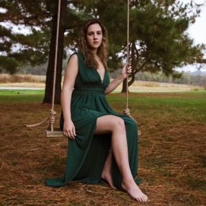 GREEN MAXI DRESS EVENING GOWN SIZE 6